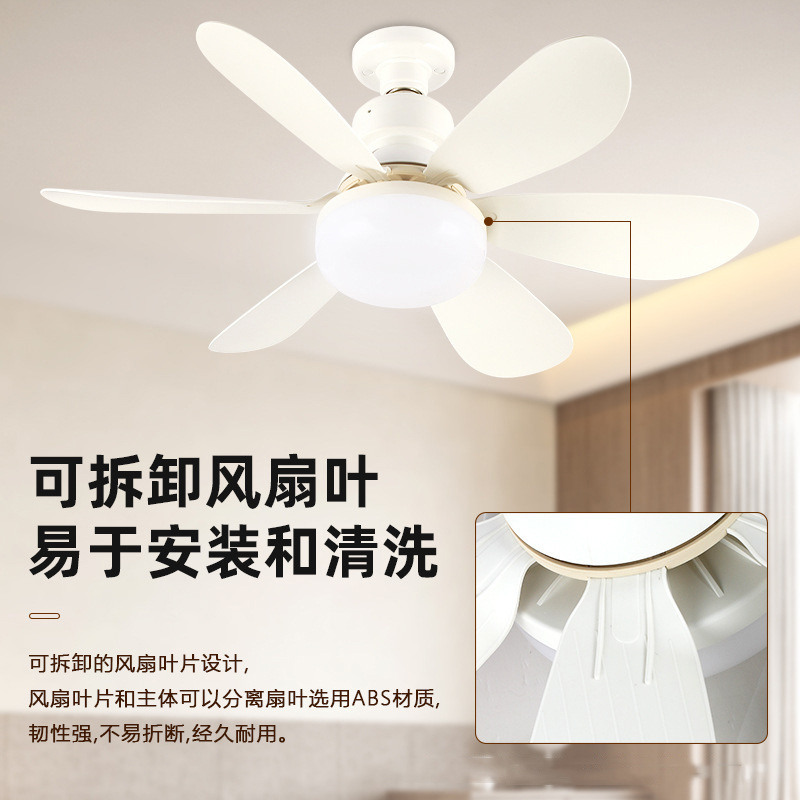 New Cross-border E27 Screw Flower Six-leaf Fan Light Ball Bubble Mute Smart Home Bedroom Restaurant with Remote Control