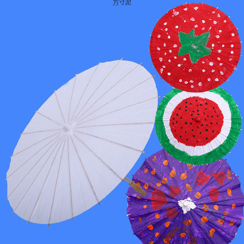 blank paper umbrella diy material children making kindergarten stroke painting umbrella small hand painted toy one piece wholesale