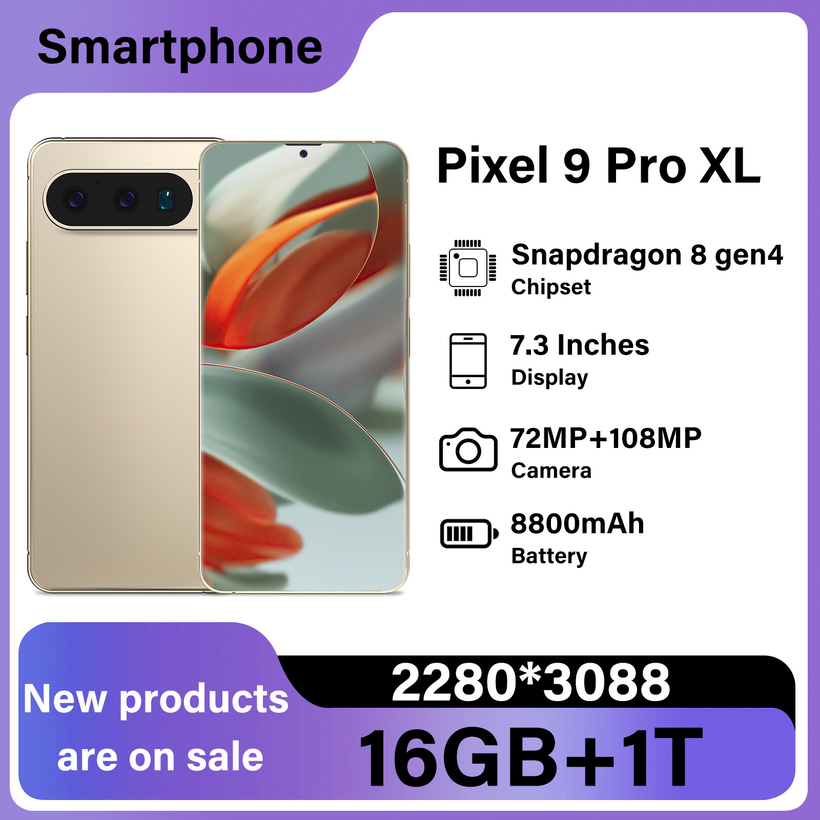 Pixel 9 Pro XL Smartphone 5g Full Network Compatibility 7.3-Inch Dual Sim Built-In Google Three-Piece Set Gps