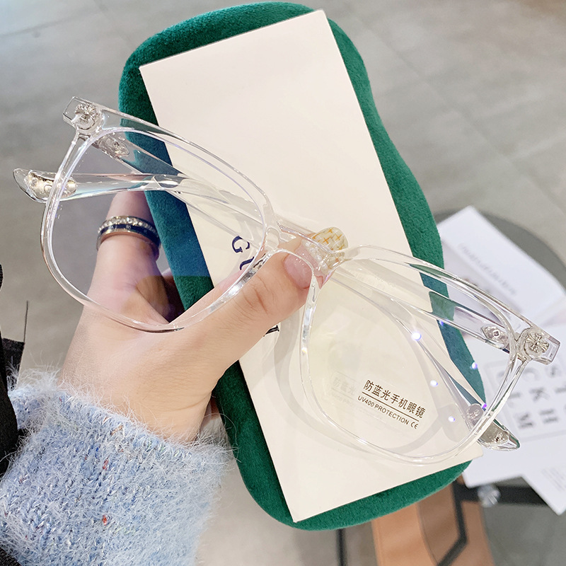 New Internet Celebrity Tr90 Square Frame Female K-Style Anti-Blue Light Glasses Can Be Equipped with Myopia Plain Glasses Frame 30157
