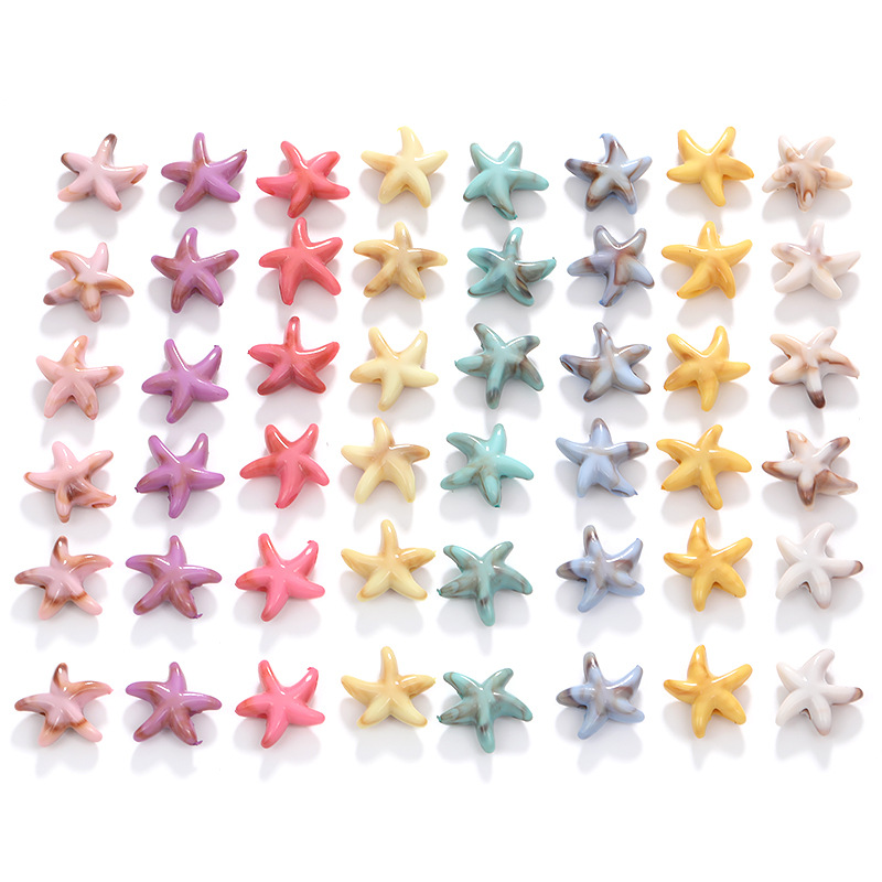 Wholesale 8 Colors 14.5X13.5Mm Candy Color Acrylic Starfish Beads Necklace Bracelet DIY Material Package