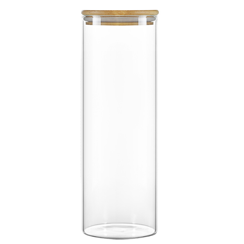 High Borosilicate Glass Sealed Jar Bamboo Lid Tea Jar Transparent Glass Storage Jar Candy Jar Kitchen Coarse Grain Storage Jar