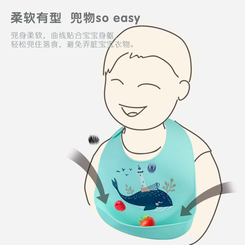 Children's Silicone Bibs, Baby Three-Dimensional Rice Pockets, Baby Waterproof No-Wash Bibs, Super Soft Saliva Pockets, Saliva Towels Wholesale