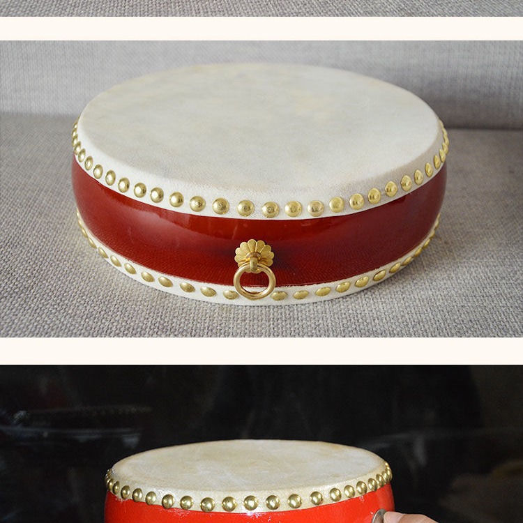 Hand Drum, Cowhide Drum, Flat Drum, Small Drum, One-Stop Percussion Collection, Includes [Drumsticks + Strap], Solid Wood Cowhide Hand Drum