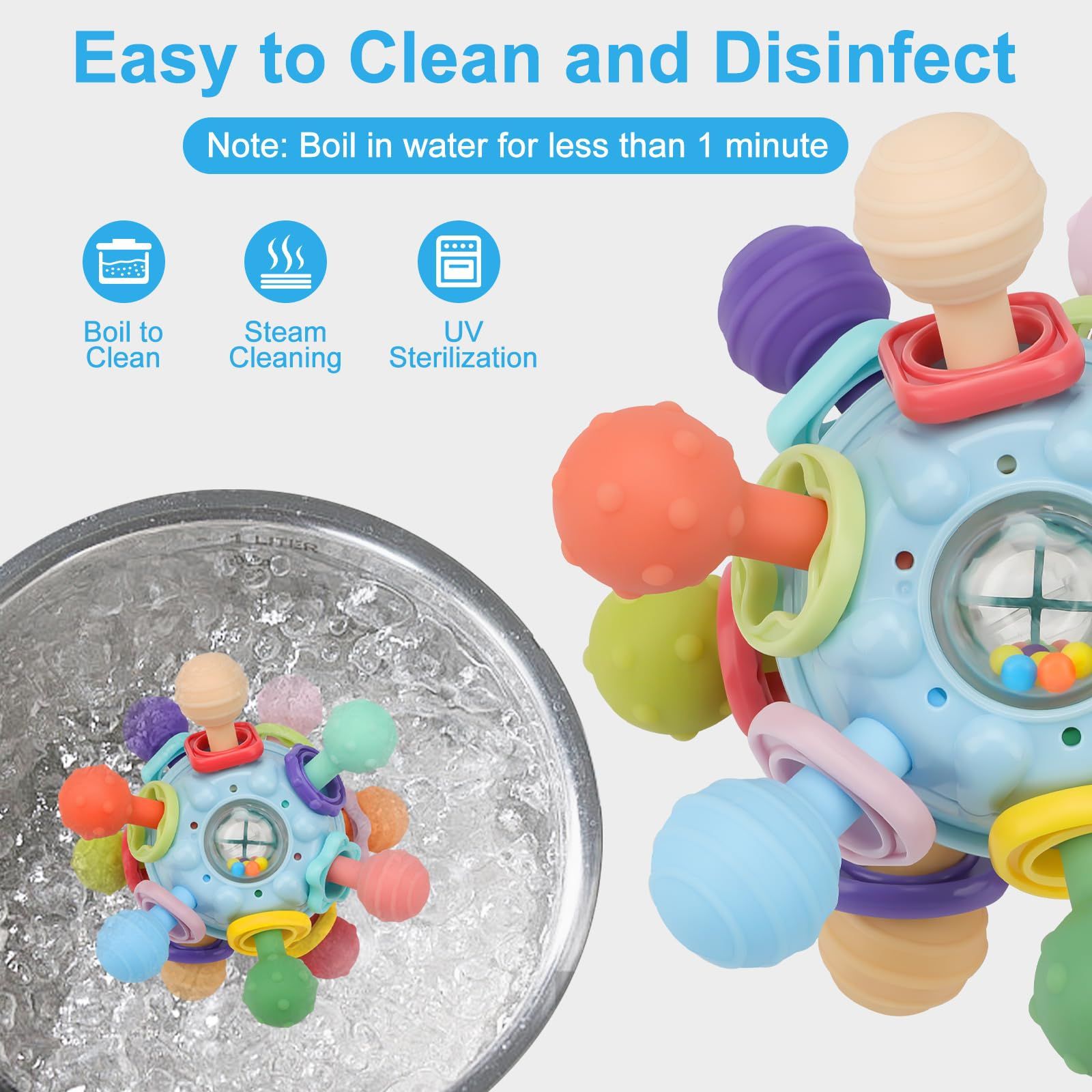 Cross-border New Product Infant Montessori Silicone Bite Lara Grip Sensory Fun Hand Grab Ball Toy