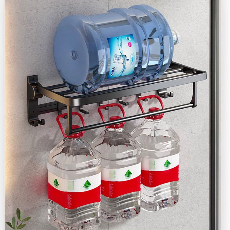 No-Drill Bathroom Storage Towel Rack Black Space Aluminum Towel Rack Bathroom Hardware Accessory Set