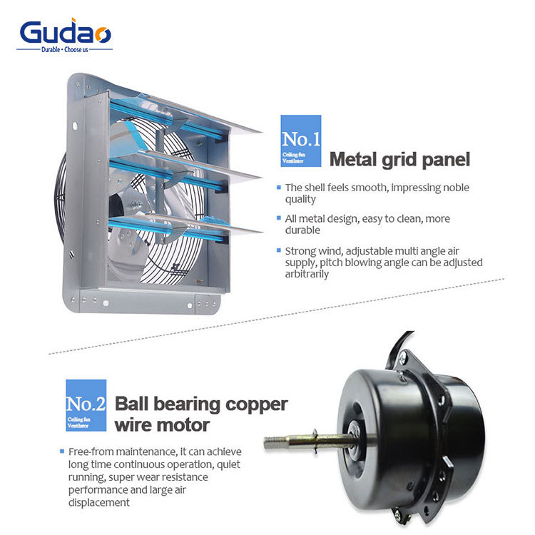 All-metal strong Louver Fan Wall exhaust fan kitchen lampblack ventilator large air volume mute exhaust fan 110V