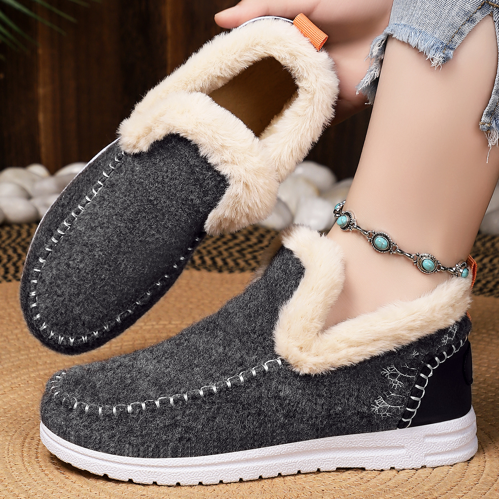 Cotton Shoes Cross-Border New Warm Shoes Women's Velvet Thickened Snow Boots Cold-Proof Women's Shoes Lightweight Simple Cotton Boots