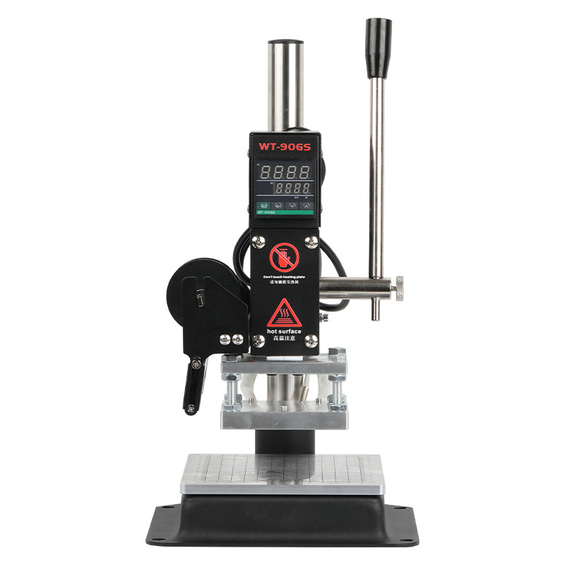 Small desktop manual leather logo stamping machine wood trademark embossing branding creasing machine PU leather hot creasing machine