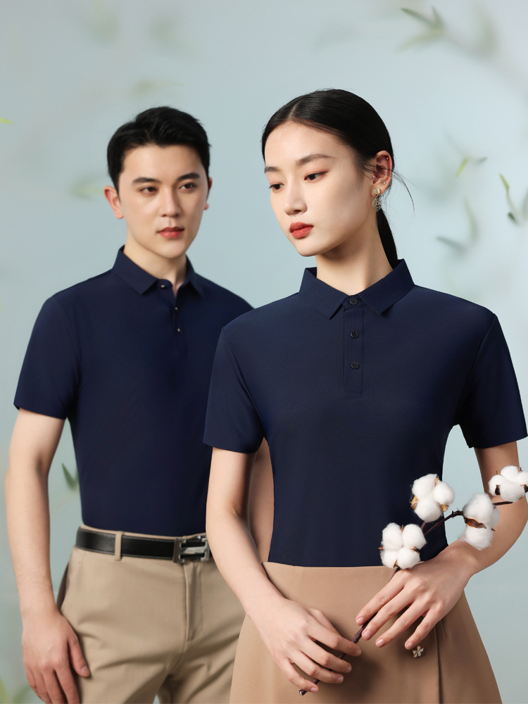 FASHION 151T-shirt work clothes printed LOGO work clothes seamless lapel embroidery word polo shirt enterprise summer