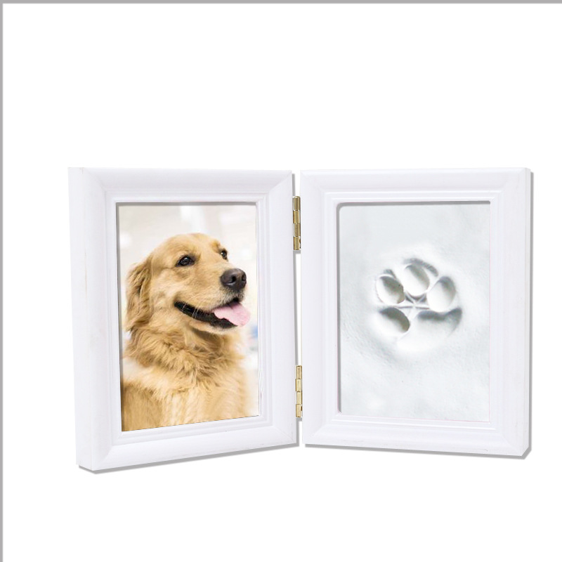 Dog Paw Print 5-inch 2-fold Pet Footprint Commemorative Photo Frame Cat Paw Print diy Clay Table Cross-border Hot Sale