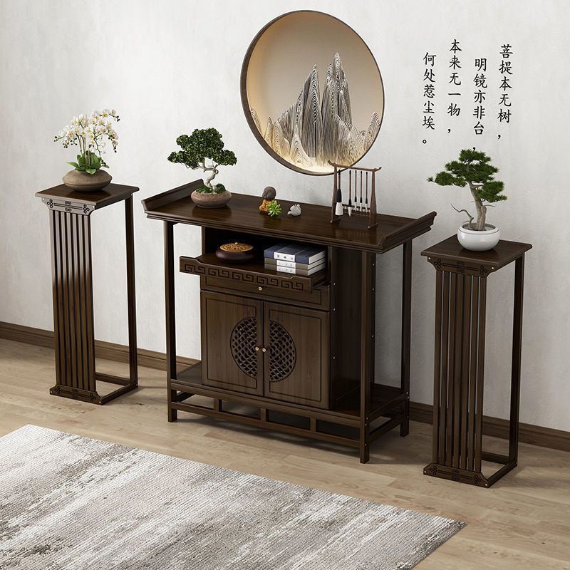 Chinese-Style Rosewood Furniture Table, Altar, Chicken-Wing Wood Carved Table, Solid Wood Console Table, Partition Table with Drawers