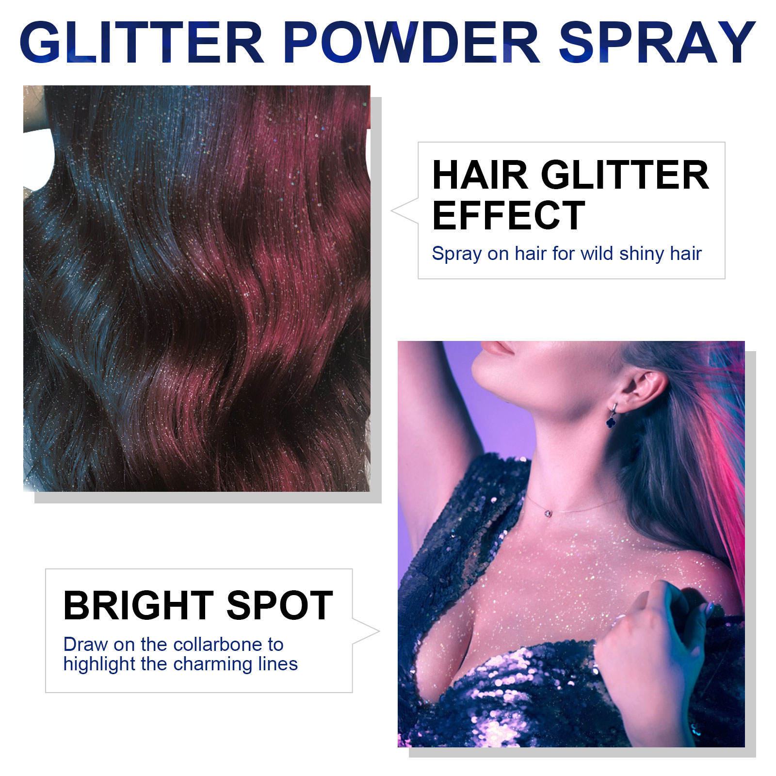 Customized Glitter Spray Clavicle Arm Body Glitter Spray Body Hair Cross-Border Makeup Party Nightclub Spray