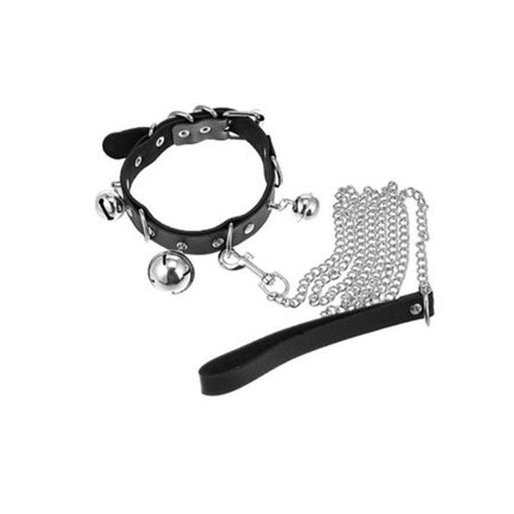Choker Bell Collar Female Neck Strap Black PU Leather Neck Chain Female Clavicle Chain Male Chain Dog Chain Necklace Neck