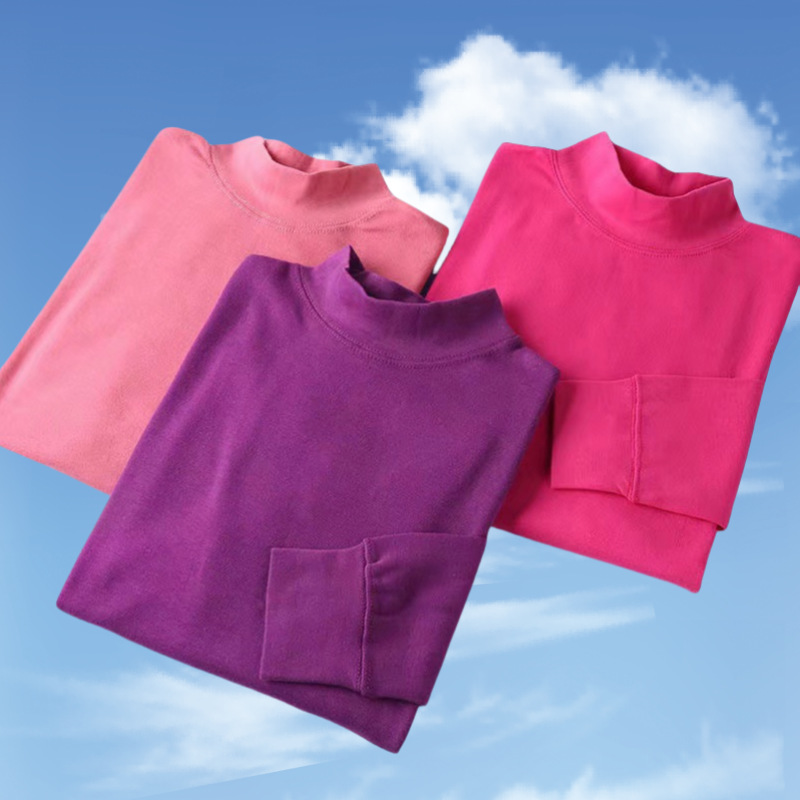 Solid Color Basic Base Layer Shirt for Middle-Aged and Elderly Mothers, Loose Cotton Sweater, Round Neck, Large Size, All-Cotton Autumn Shirt for Women, Long Sleeves