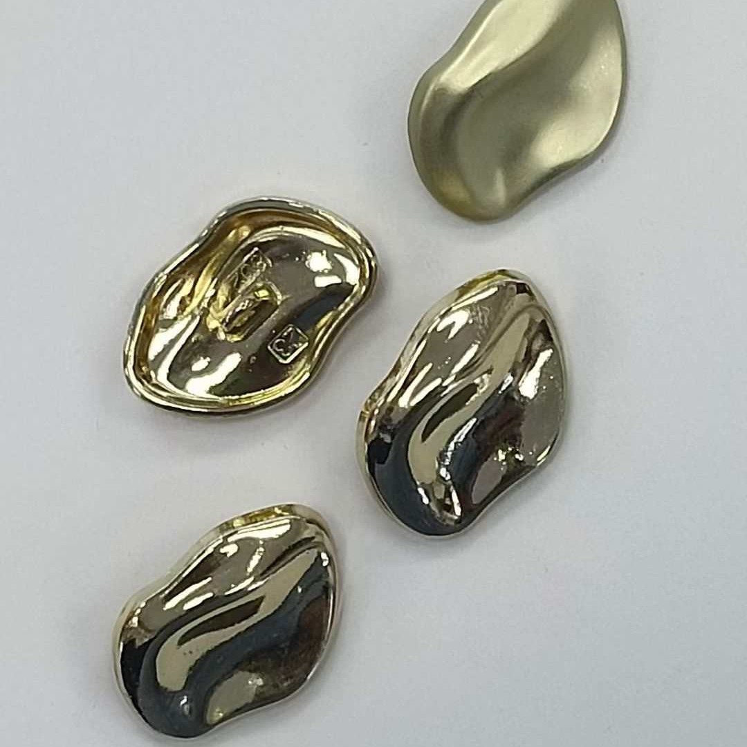 Curved Concave and Convex Surface, Special-Shaped Asymmetrical Small Fragrant Metal Button Top, Coat, Hand-Sewn Button, Exquisite Windbreaker Button