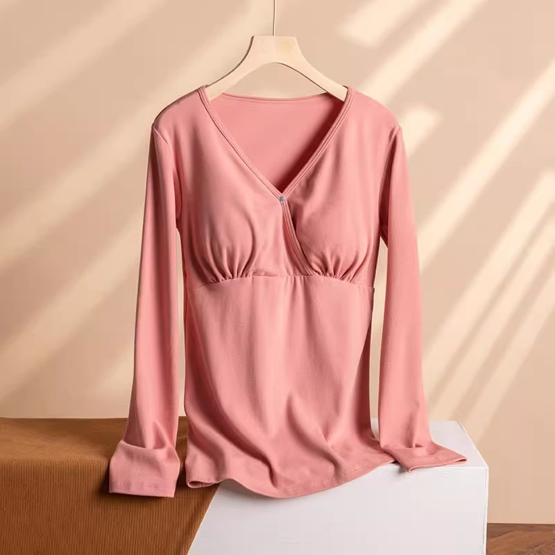 Autumn and winter new cotton large size confinement clothing maternity cross long sleeve top home clothing pajamas manufacturers