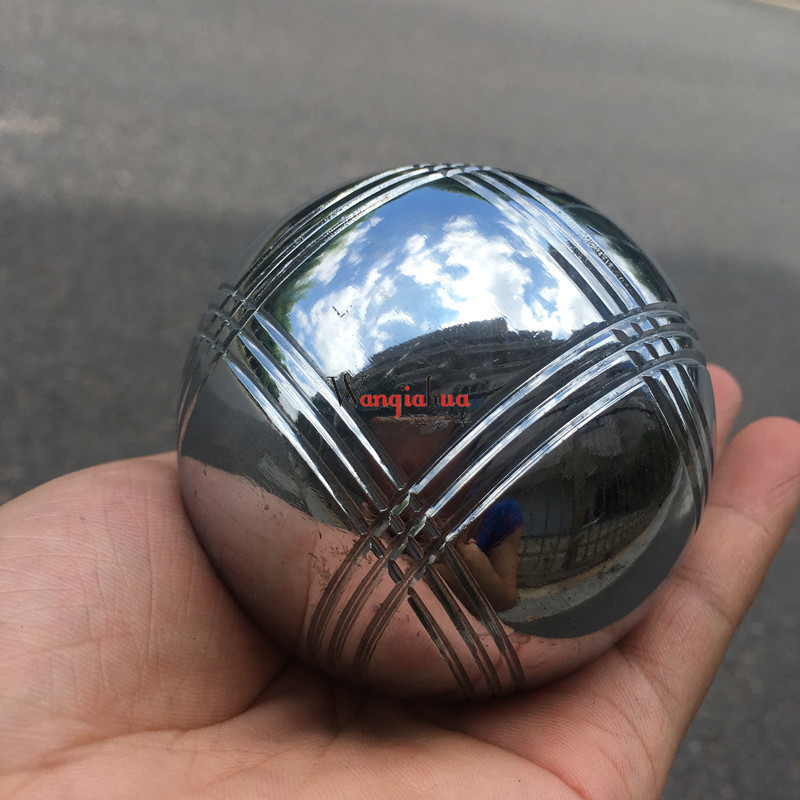 Fitness ball 75mm solid iron ball glossy striped grass Earth handball massage health care hand grip play large