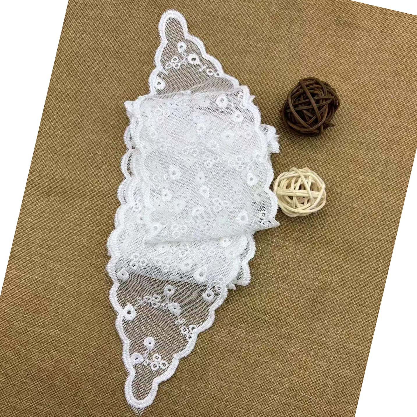 Embroidered Lace Versatile Sweet Style Long Bow Hair Rope Hair Tie Long Gauze Scarf Belt Scarf Factory Wholesale