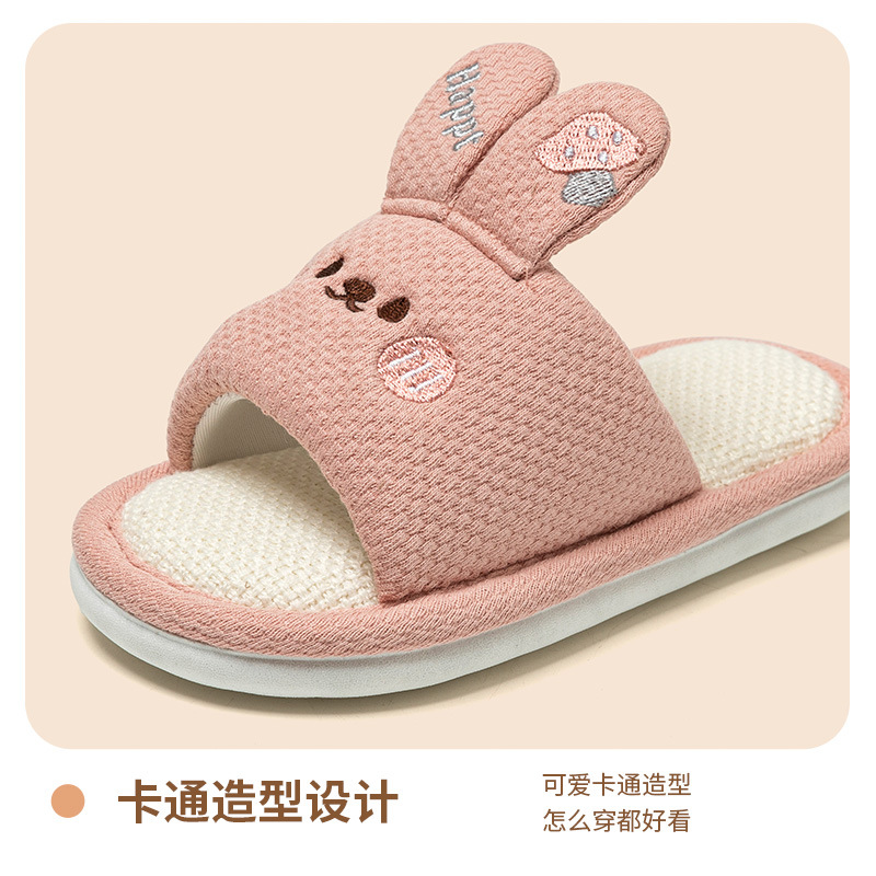 Cartoon Animal Summer Children's Linen Slippers Casual Four Seasons Lightweight Boys Girls Indoor Home Kids Slippers