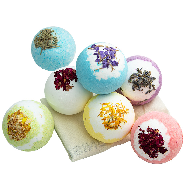 Oem Customized Cross-Border Dried Flower Bath Salt Ball Guangzhou Factory Oem Amazon Hot-Selling Single-Pack Sea Salt Bath Ball