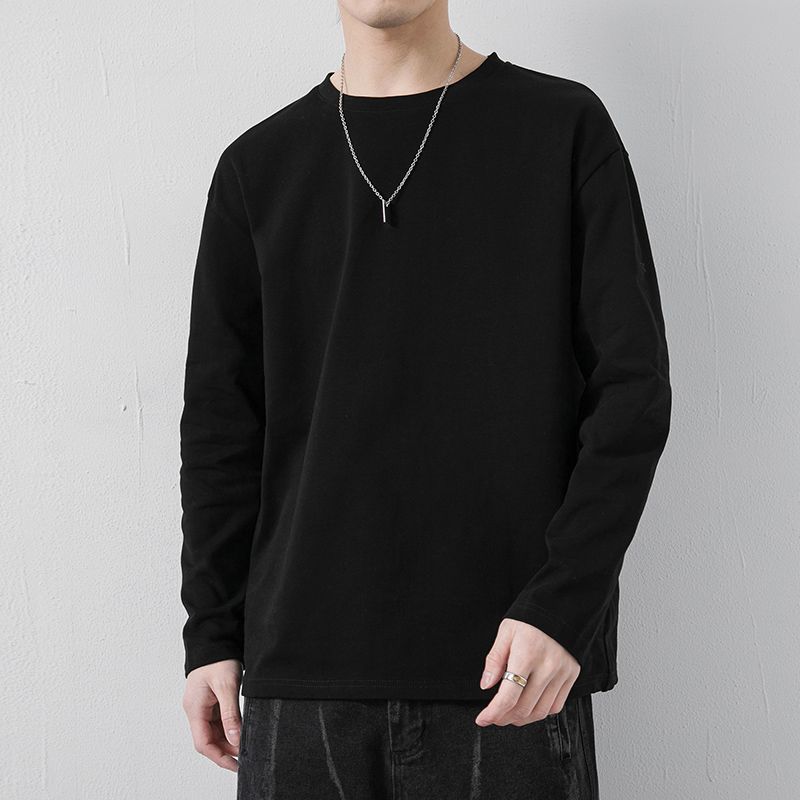 Long-Sleeved T-Shirt Men's Spring and Autum 2025 New Pure Color Casual Tops Men's Round Neck Sweatshirt Bottoming Shirt