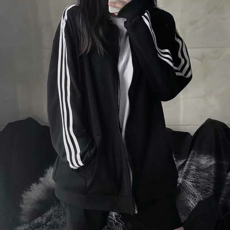 Spring and Summer 2020 New Three Bar Coat Women's Korean Thin Jacket Student Black Baseball Suit Women's Loose bf Trendy