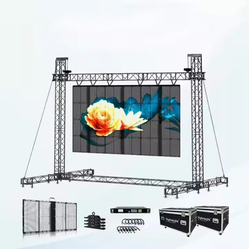 Full color HD transparent rental screen outdoor stage led display waterproof outdoor promotional signs advertising screen
