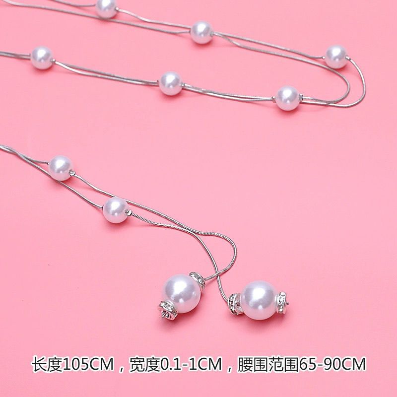 Waist Chain Women's High-End Pearl Thin Waist Chain Fashion Accessories Decorative Sweater Dress Metal Thin Belt Wholesale