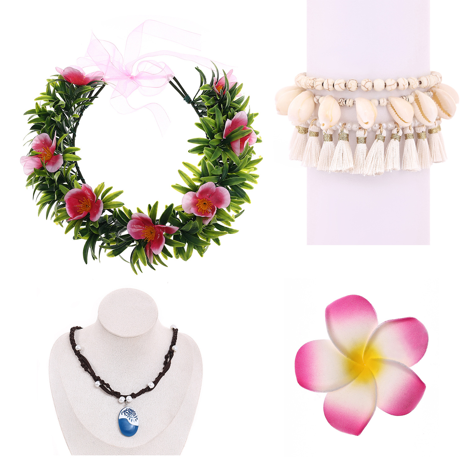 Europe and the United States crazy primitive children's anklet new length 15cm tassel white turquoise shell combination anklet