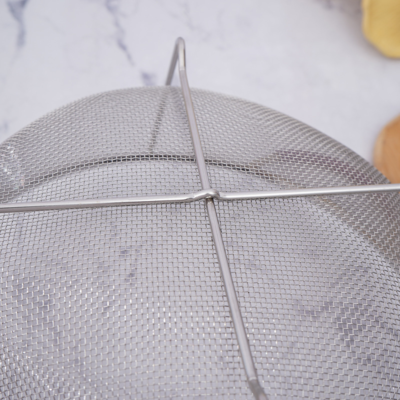 New round multi-use stainless steel drain basket fruit filter basket wide-brimmed hollow binaural rice sieve cross-border supply