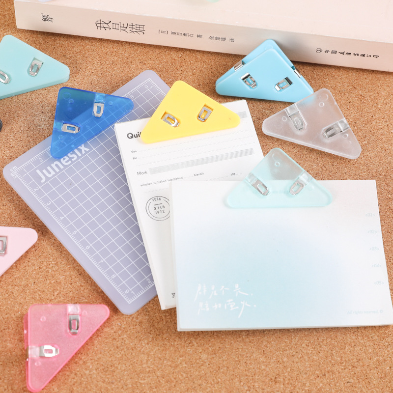Multifunctional Acrylic Triangle Clip for Stationery, Document Corner Clip to Prevent Curling, Office File, Receipt, Planner Clip
