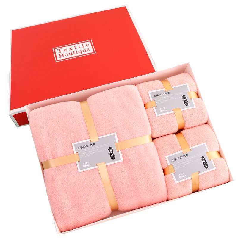 Coral fleece towel bath towel three-piece gift box business company gift towel activity accompanying gift logo