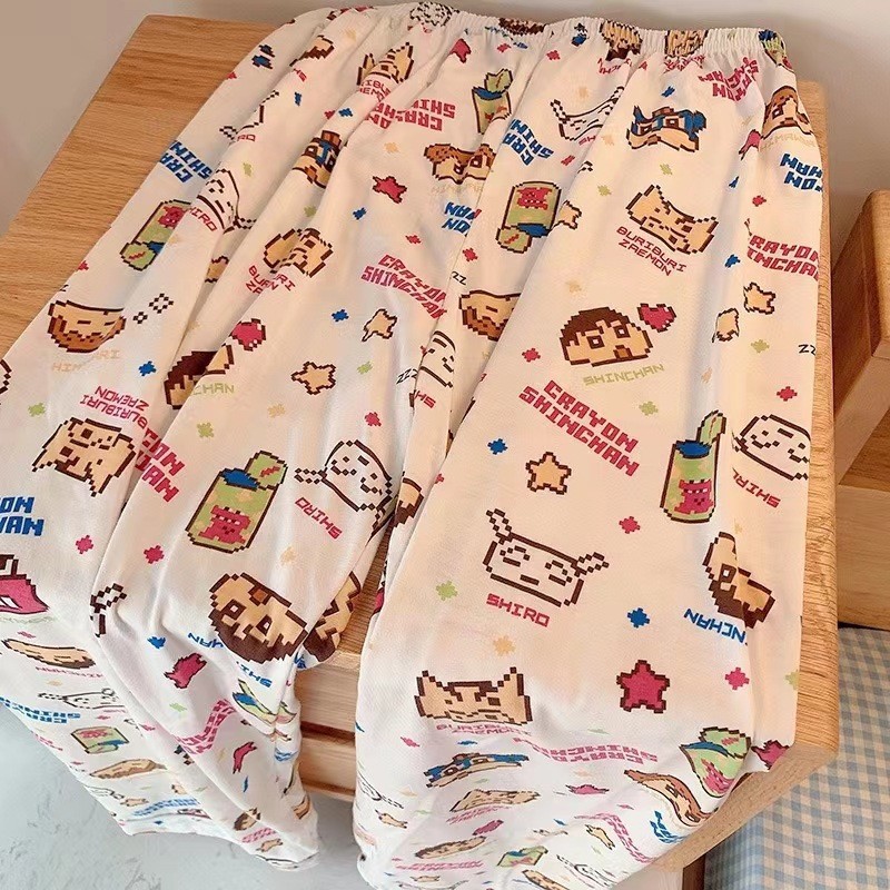 Walking Pants Cartoon Pants Pajama Pants Women's Summer Thin Loose Home Pants Printed Casual Pants Crayon Shin-Chan