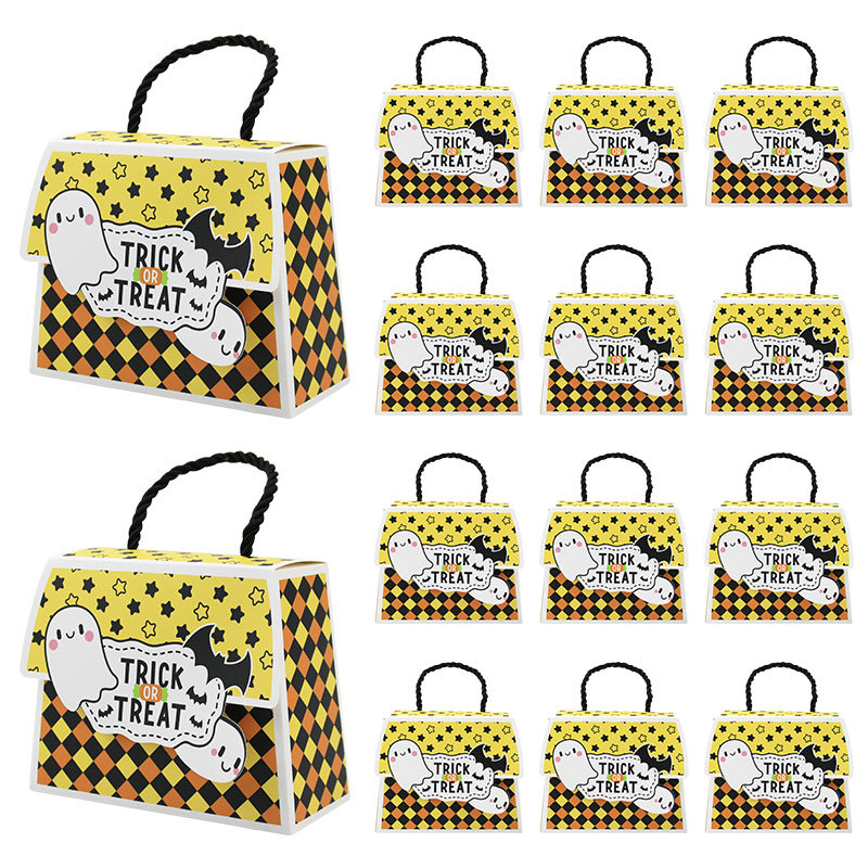 Cross-Border New Halloween Candy Box Halloween Hand Bag Box Hand-Held Gift Paper Box Wedding Candy Box Ready for Sale