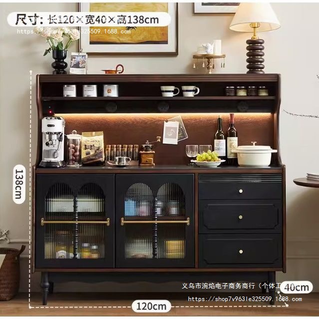 Французский ретро шкаф большого объема, модный, простой, из массива дерева, шкаф для хранения на стене в гостиной, кухонный шкаф