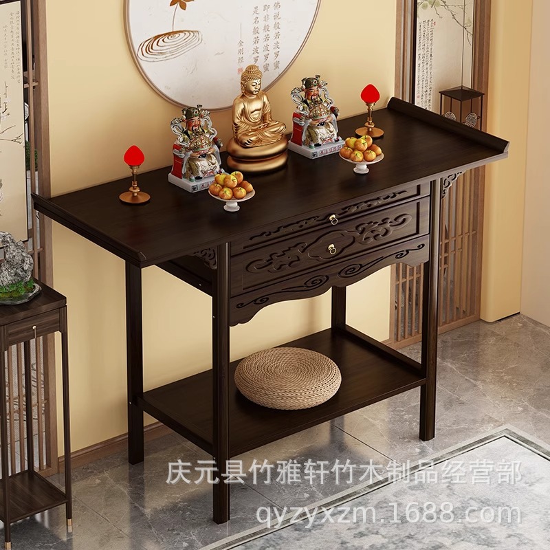 Buddhist Niche New Chinese Style Vertical Cabinet God of Wealth Cabinet Worship Table Buddha Table Home Fragrant Table Buddha Statues Guan Gong Bodhisattva Worship Table