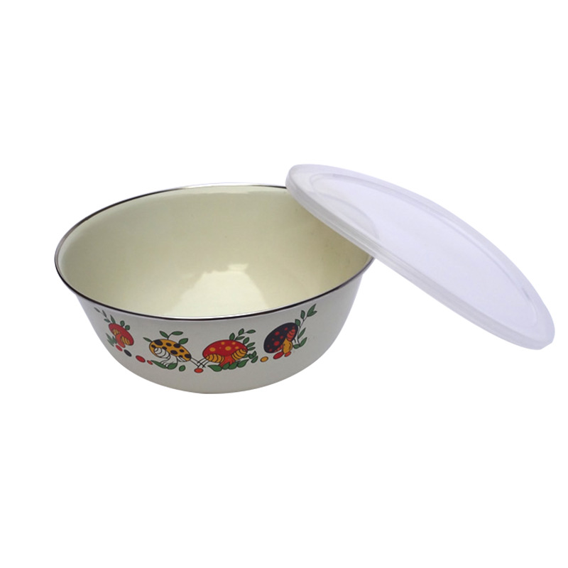 Enamel Bowl Multi-Color Thickeneded Enamel Instant Noodle Bowl with Lid Enamel Bowl Wholesale Egg Beater Basin Enamel Color