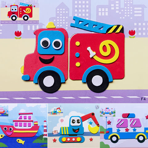 EVA three-dimensional 3d layer stickers eva children's handmade materials sponge paper children's 3D three-dimensional paste puzzle