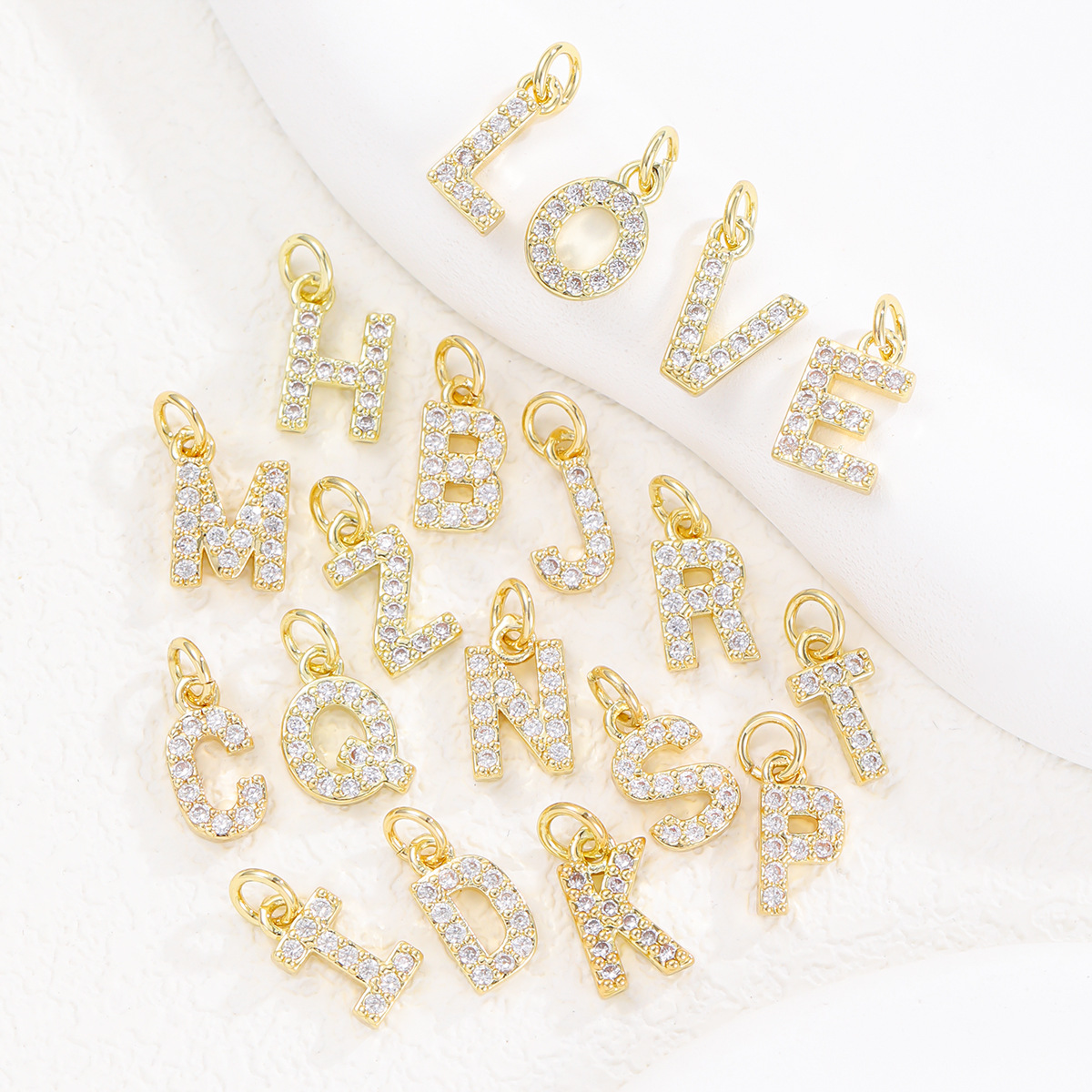 Amazon's Hot-Selling Micro-Paved Zircon English 26 Letter Pendant DIY Accessories Necklace Women's Handmade Jewelry with Wholesale