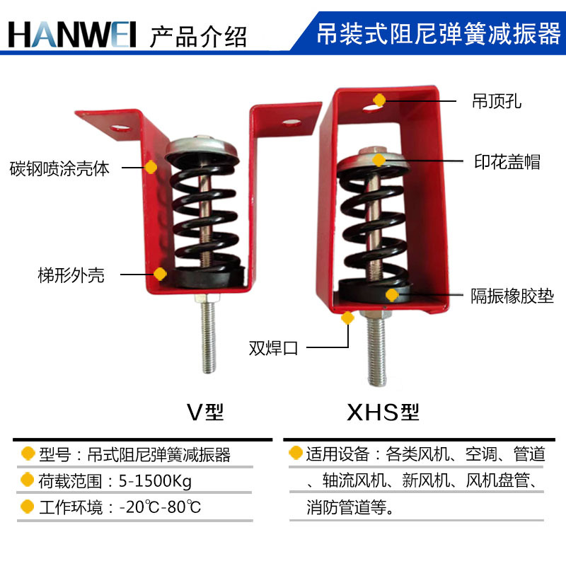 Fan Crane Shock Absorber Xhs Type Damping Spring Shock Absorber Air Conditioning Pipe Ventilation Equipment Hoisting Shock Absorber