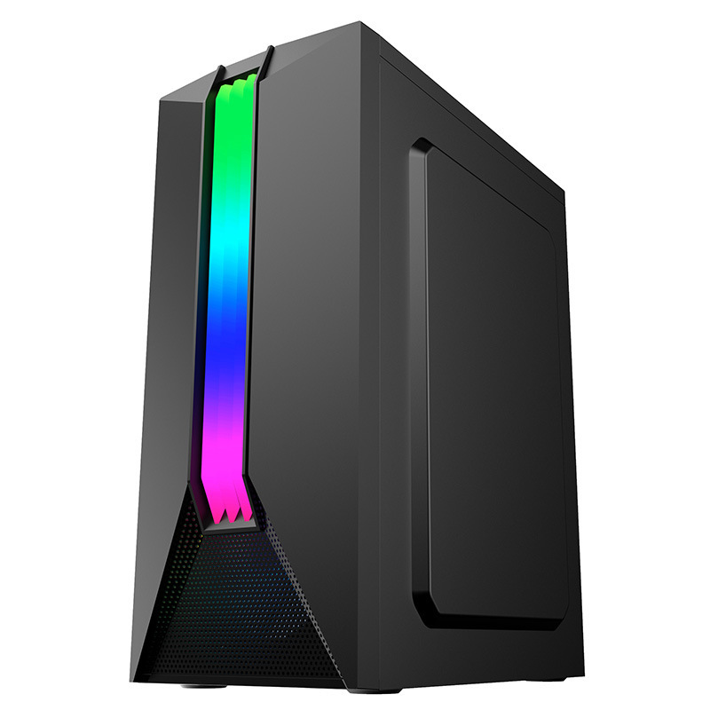 Cross-border desktop computer PC host Shell RGB colorful light bar ATX panoramic side transparent e-sports game case