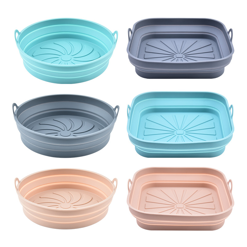 New Folding Silicone Air Fryer Baking Pan Household Creative Round Microwave Oven Tray Baking Tools