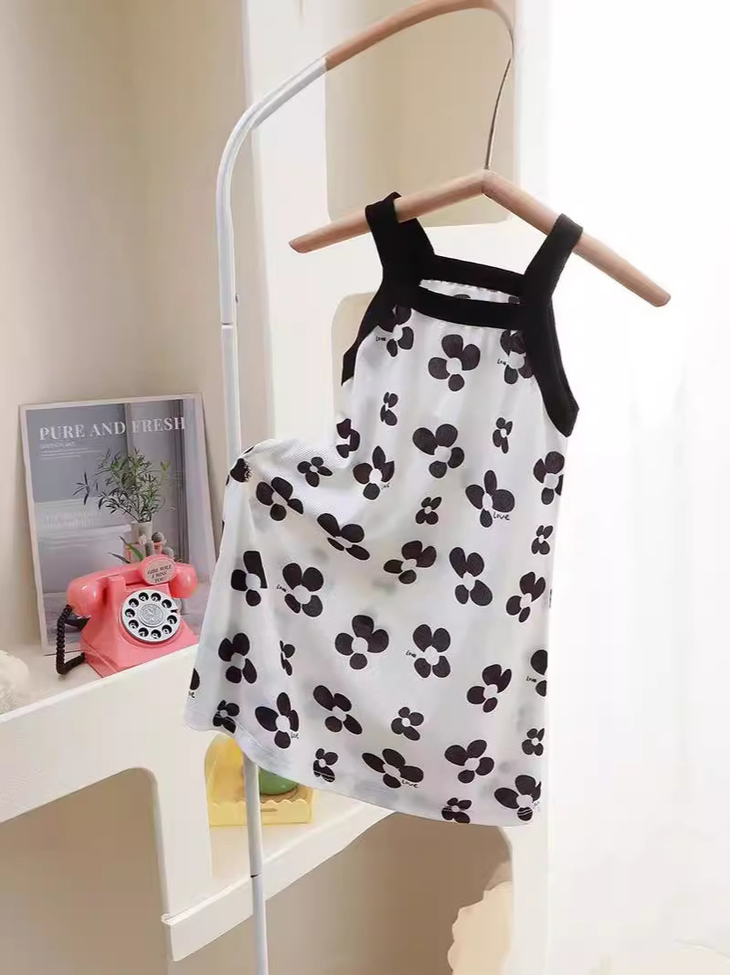 Girls Summer Skirt New Suspender Skirt Dress Children's Ice Silk Girls Pajamas Women Summer Wholesale