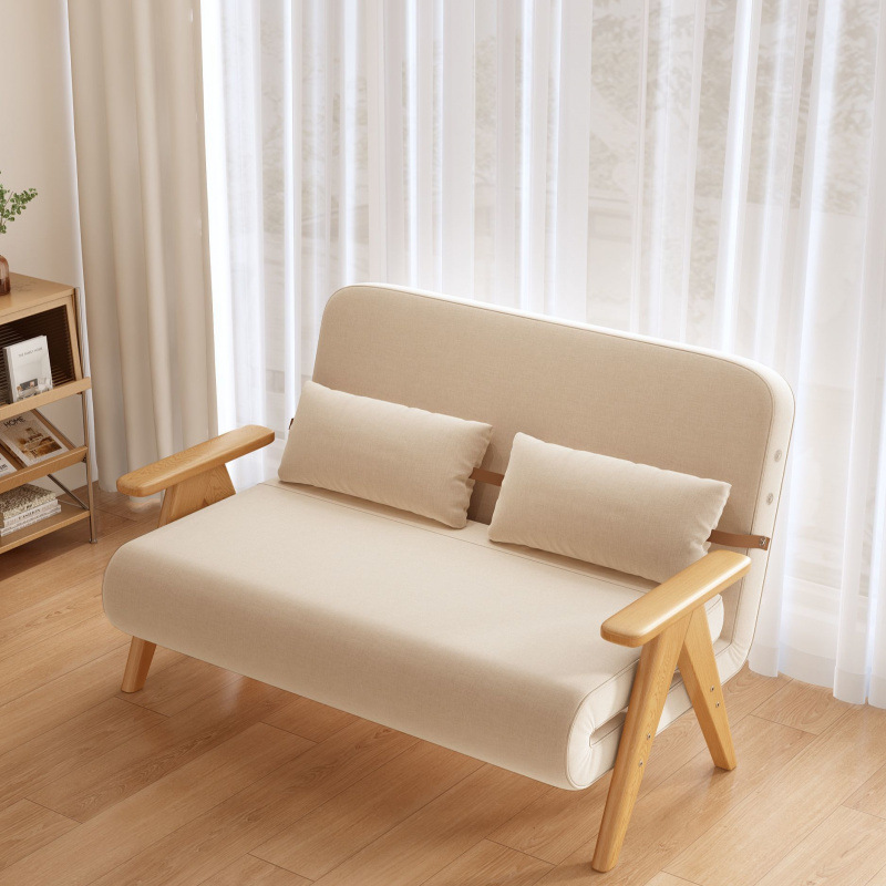 Folding Sofa, Household Multifunctional Sofa Bed, Solid Wood, Small Apartment, Dual-Use, One Piece, Free Shipping, One Piece, Export