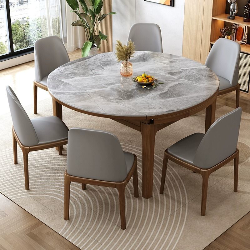 Обеденный стол и стулья из массива дерева для небольших квартир, простой, телескопический, с индукционной плитой