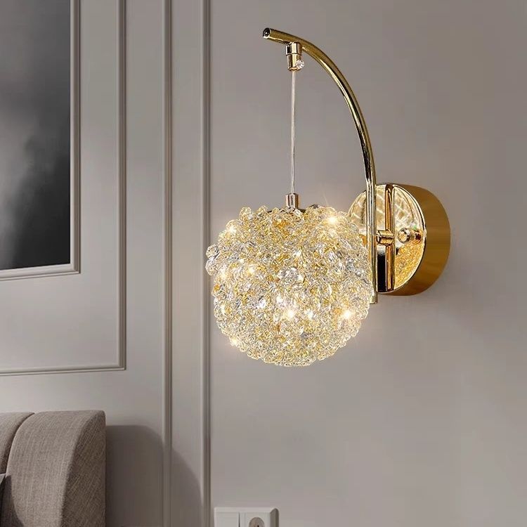 [Litchi] Crystal Wall Lamp Light Luxury Aisle Modern Creative Background Wall Pendant Lamp Bedroom Internet Celebrity Hanging Bedside Lamp