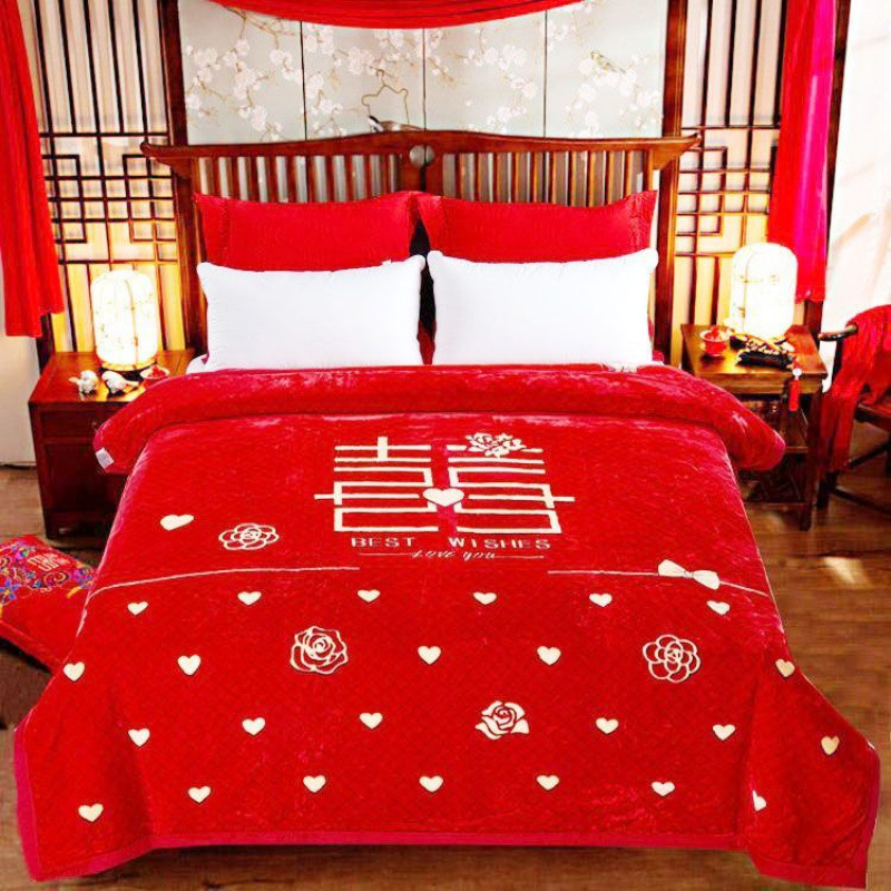Wedding Blanket Wedding Red Blanket Wedding Wedding Blanket Double Accompanying Gift Blanket Red Quilt