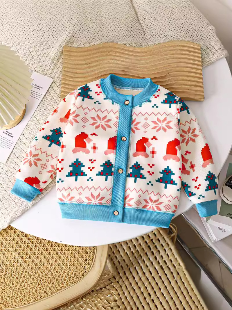 Warm Cardigan for Boys and Girls, Versatile Knitted Jacket for Children, Thickened Outerwear Sweater for Toddlers and Parent-Child Matching