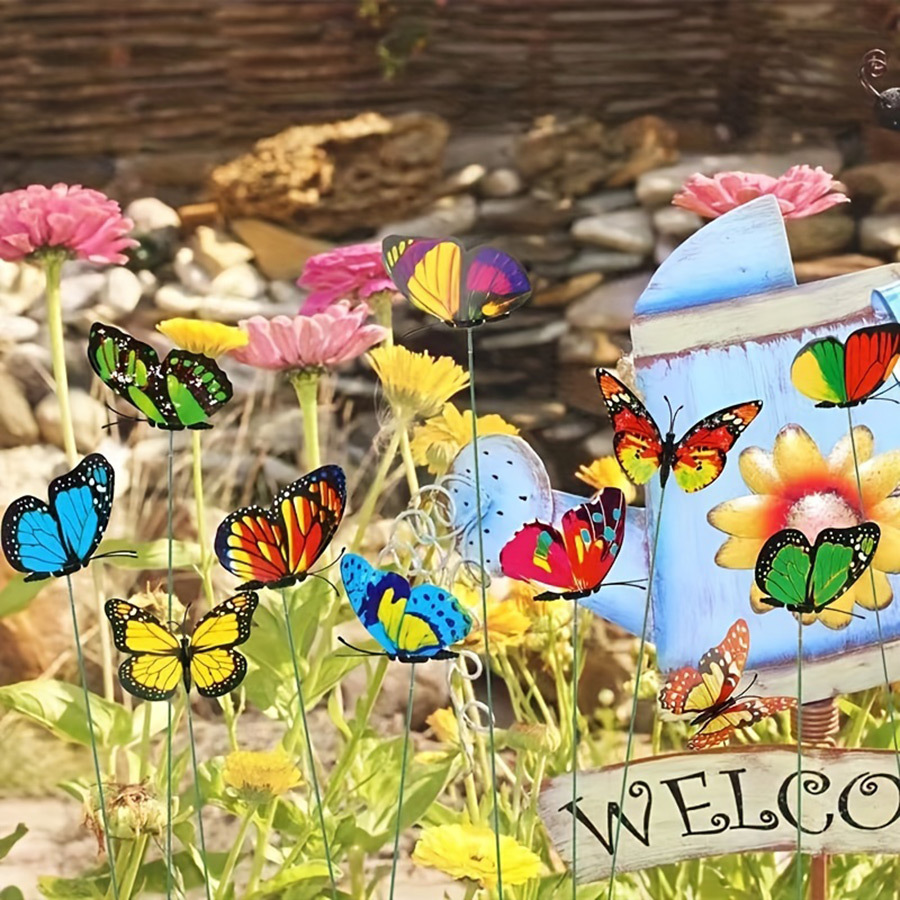 3D Stereo Butterfly Artificial Pole Butterfly Outdoor Garden Decoration Gardening Creative Decoration Material Shooting Props